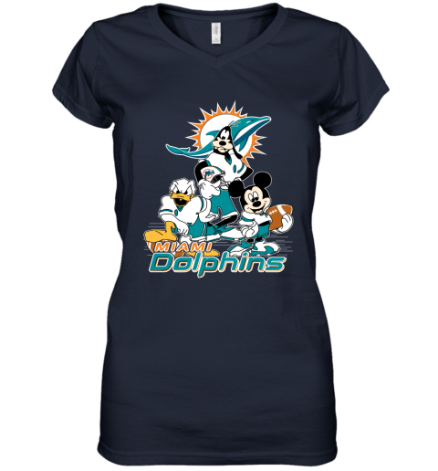 NFL Miami Dolphins Mickey Mouse Donald Duck Goofy Football Shirt V