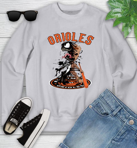 MLB Baltimore Orioles Baseball Venom Groot Guardians Of The Galaxy Youth Sweatshirt 4