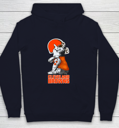 NFL Football My Cat Loves Cleveland Browns Youth Hoodie 3 NFL Football My Cat Loves Cleveland Browns Youth Hoodie - Image 3