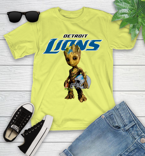Detroit Lions NFL Football Groot Marvel Guardians Of The Galaxy Youth T-Shirt 8