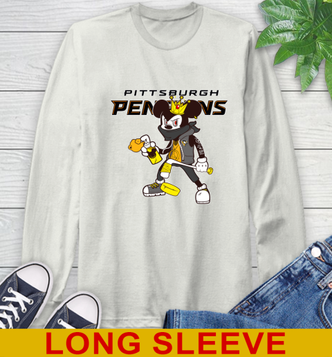 Pittsburgh Penguins NHL Hockey Mickey Peace Sign Sports Long Sleeve T-Shirt 12