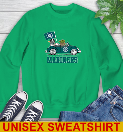 MLB Baseball Seattle Mariners Darth Vader Baby Yoda Driving Star Wars Shirt Sweatshirt 6