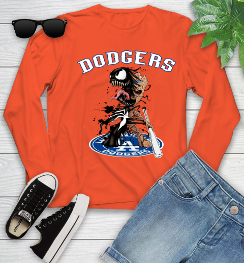 MLB Los Angeles Dodgers Baseball Venom Groot Guardians Of The Galaxy Youth Long Sleeve 4
