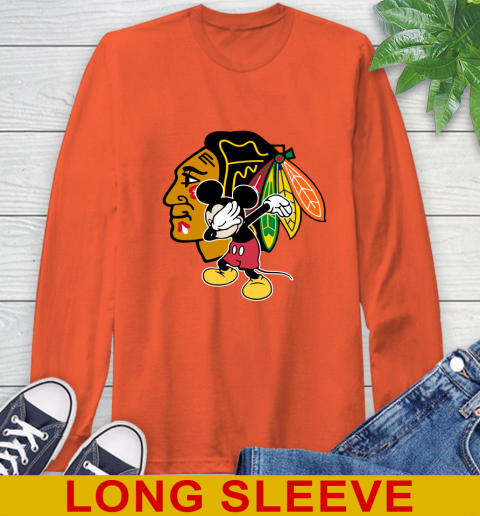 Chicago Blackhawks NHL Hockey Dabbing Mickey Disney Sports Long Sleeve T-Shirt 5