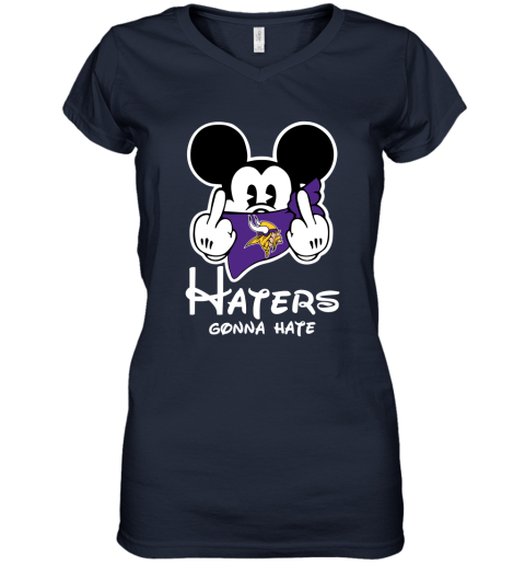 NFL Minnesota Vikings Haters Gonna Hate Mickey Mouse Disney Football T Shirt K6x5Wq0PVZz women v neck t shirt 39 95 151514 front navy