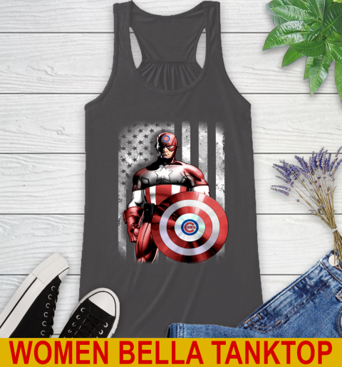 Chicago Cubs MLB Baseball Captain America Marvel Avengers American Flag Shirt Racerback Tank 10