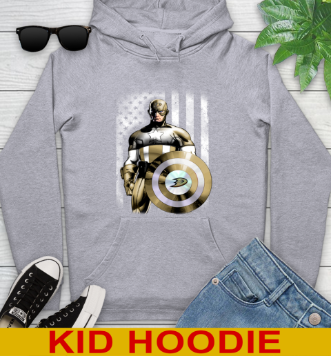 Anaheim Ducks NHL Hockey Captain America Marvel Avengers American Flag Shirt Youth Hoodie 6