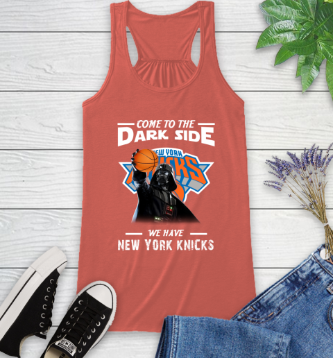 NBA Come To The Dark Side We Have New York Knicks Star Wars Darth Vader Basketball Racerback Tank 3