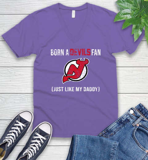 NHL New Jersey Devils Hockey Loyal Fan Just Like My Daddy Shirt V-Neck T-Shirt 8