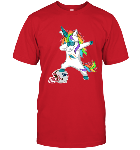 Football Dabbing Unicorn Steps On Helmet Miami Dolphins Unisex Jersey Tee