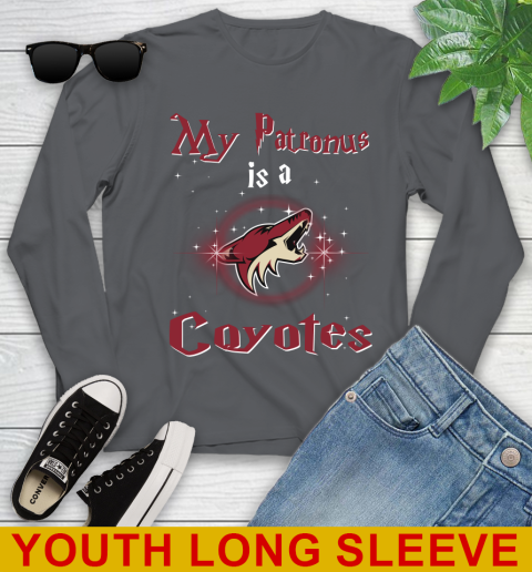 NHL Hockey Harry Potter My Patronus Is A Arizona Coyotes Youth Long Sleeve 9