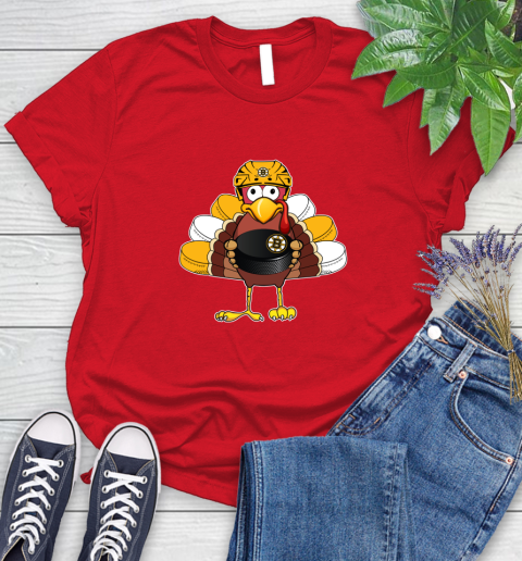 Boston Bruins Turkey Thanksgiving Day Women's T-Shirt 9