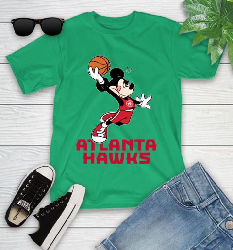 NBA Basketball Atlanta Hawks Cheerful Mickey Mouse Shirt Youth T-Shirt 6