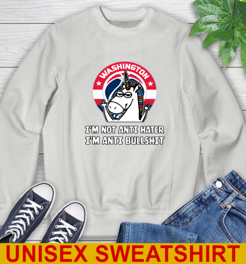 Washington Wizards NBA Basketball Unicorn I'm Not Anti Hater I'm Anti Bullshit Sweatshirt 5
