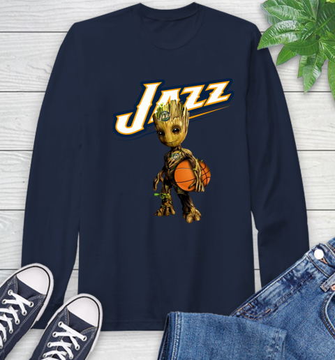 Utah Jazz NBA Basketball Groot Marvel Guardians Of The Galaxy Long Sleeve T-Shirt 4