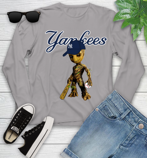 MLB New York Yankees Groot Guardians Of The Galaxy Baseball Youth Long Sleeve 5