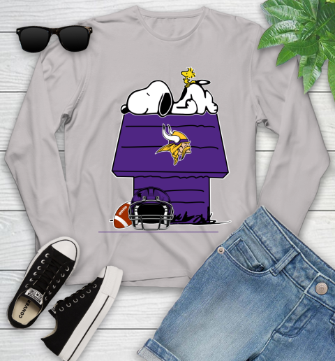 Minnesota Vikings NFL Football Snoopy Woodstock The Peanuts Movie Youth Long Sleeve 12