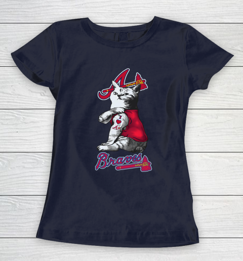 MLB Baseball My Cat Loves Atlanta Braves Women's T-Shirt 2