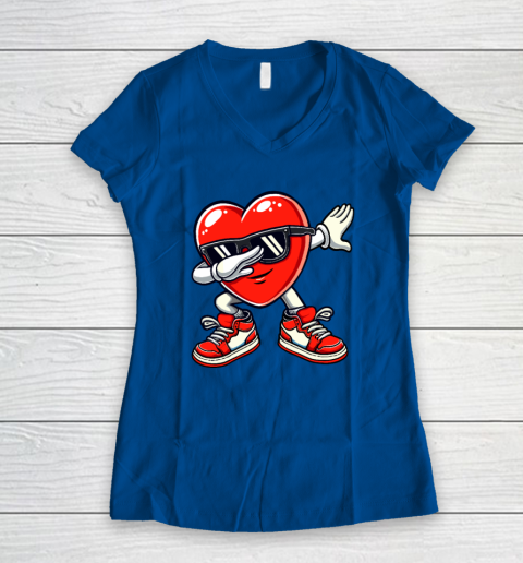 Dabbing Heart Funny Gifts Valentines Day Women's V-Neck T-Shirt 5