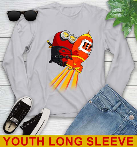 NFL Football Cincinnati Bengals Deadpool Minion Marvel Shirt Youth Long Sleeve 5