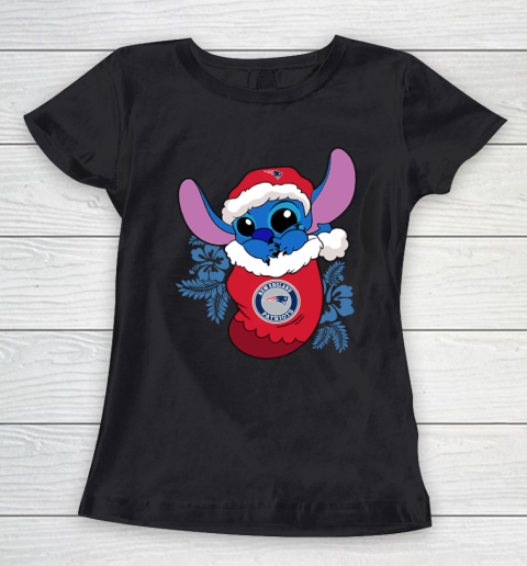 New England Patriots Christmas Stitch In The Sock Funny Disney NFL Women's T-Shirt 2