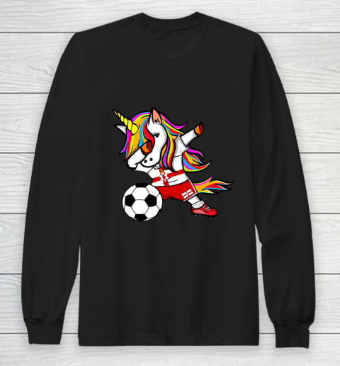 Funny Dabbing Unicorn Northern Ireland Football Flag Soccer Long Sleeve T-Shirt