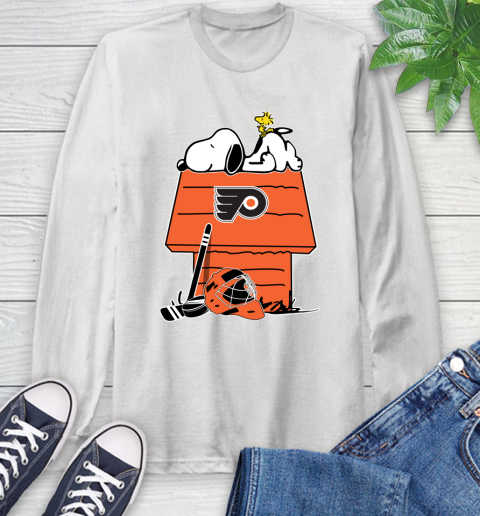 Philadelphia Flyers NHL Hockey Snoopy Woodstock The Peanuts Movie Long Sleeve T-Shirt