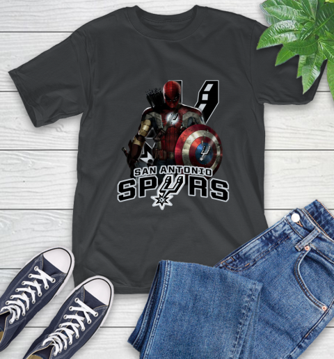 San Antonio Spurs NBA Basketball Captain America Thor Spider Man Hawkeye Avengers T-Shirt 2