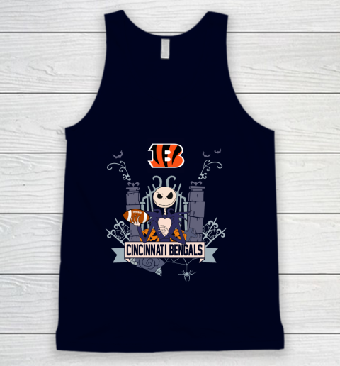 NFL Cincinnati Bengals Football Jack Skellington Halloween Tank Top 2