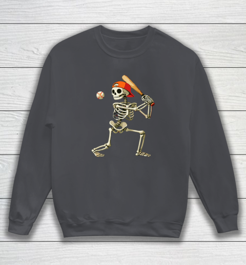 Skeleton Baseball Halloween Costume Funny Sweatshirt 3