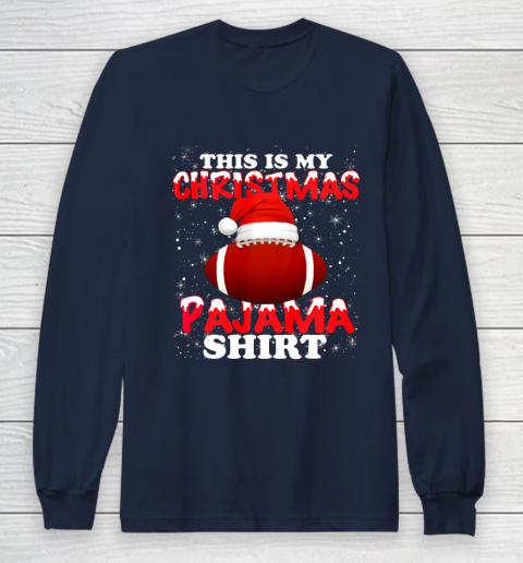 Football Christmas Gifts Santa Hat Funny Xmas Pajamas Long Sleeve T-Shirt 2
