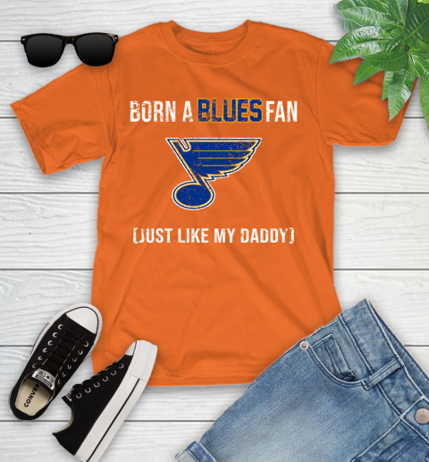 NHL St.Louis Blues Hockey Loyal Fan Just Like My Daddy Shirt Youth T-Shirt - Image 9