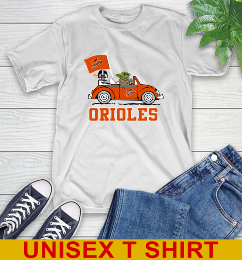 MLB Baseball Baltimore Orioles Darth Vader Baby Yoda Driving Star Wars Shirt T-Shirt