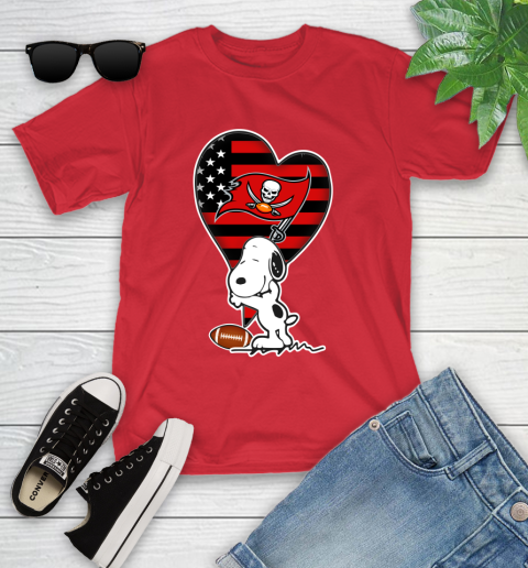 Tampa Bay Buccaneers NFL Football The Peanuts Movie Adorable Snoopy Youth T-Shirt 10