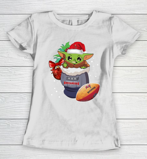 Tampa Bay Buccaneers Christmas Baby Yoda Star Wars Funny Happy NFL Women's T-Shirt 3