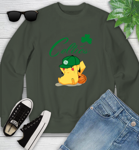 NBA Pikachu Basketball Sports Boston Celtics Youth Sweatshirt 10