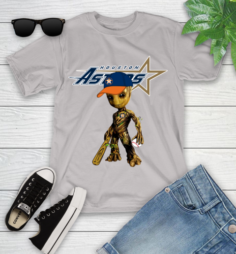 MLB Houston Astros Groot Guardians Of The Galaxy Baseball Youth T-Shirt 12