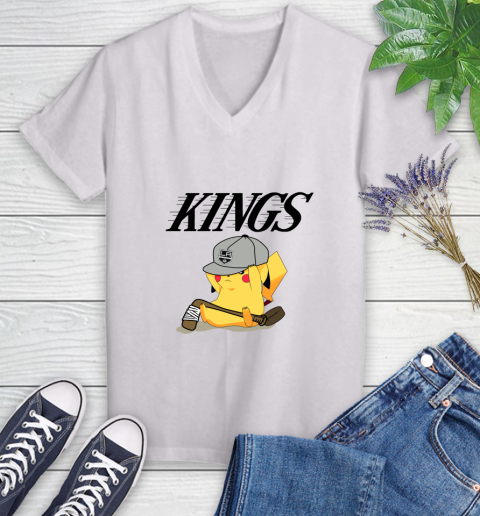 NHL Pikachu Hockey Sports Los Angeles Kings Women's V-Neck T-Shirt