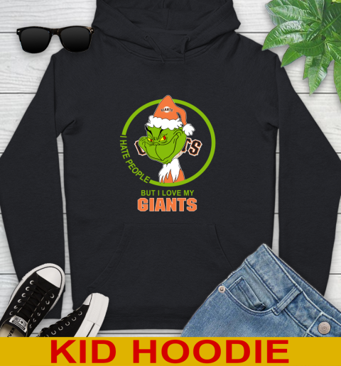 San Francisco Giants MLB Christmas Grinch I Hate People But I Love My Favorite Baseball Team Youth Hoodie 2