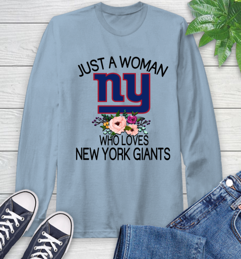 NFL Just A Woman Who Loves New York Giants Football Sports Long Sleeve T-Shirt 6