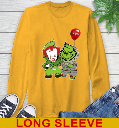 Denver Broncos Baby Pennywise Grinch Christmas NFL Football Long Sleeve T-Shirt 3
