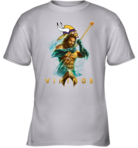 NFL Minnesota Vikings Aquaman DC Football Sports OYKpExJUZCT youth t shirt 26 95 151514 front sport grey