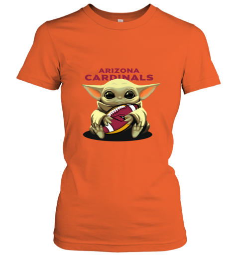 Baby Yoda Loves The Arizona Cardinals n3lq baby yoda loves the arizona cardinals ladies t shirt 20 front orange