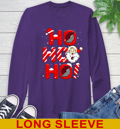 Portland Trail Blazers NBA Basketball Ho Ho Ho Santa Claus Merry Christmas Shirt Long Sleeve T-Shirt 5