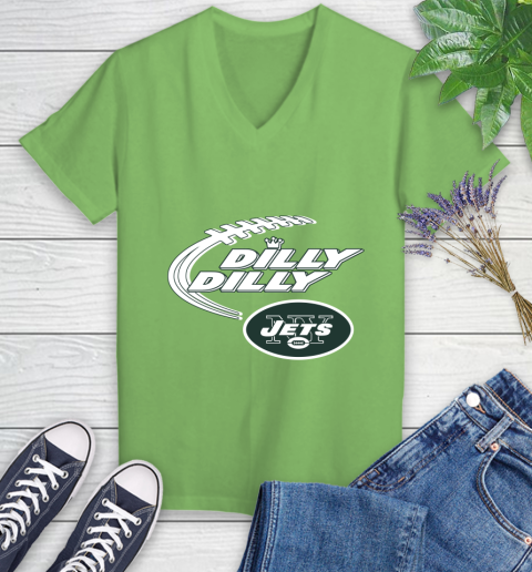 NFL New York Jets Dilly Dilly Football Sports Women's V-Neck T-Shirt 11