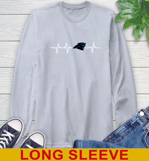Carolina Panthers NFL Football Heart Beat Shirt Long Sleeve T-Shirt 6