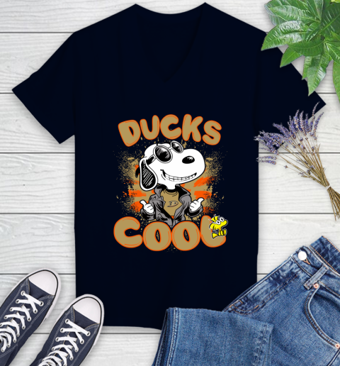 NHL Hockey Anaheim Ducks Cool Snoopy Shirt Women's V-Neck T-Shirt 3 NHL Hockey Anaheim Ducks Cool Snoopy Shirt Women's V-Neck T-Shirt - Image 3