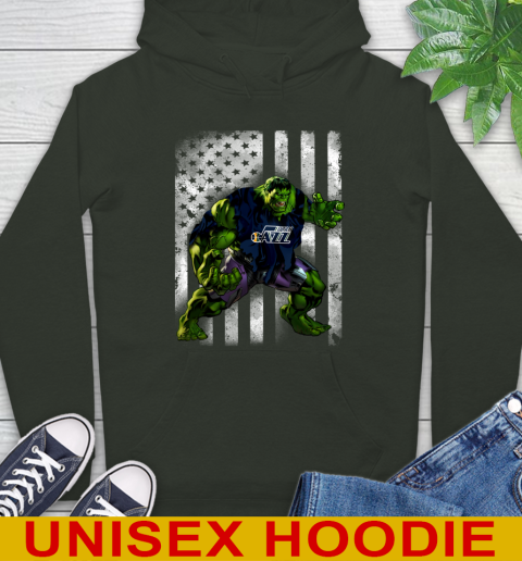 Utah Jazz Hulk Marvel Avengers NBA Basketball American Flag Hoodie 12