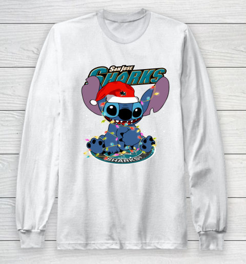 San Jose Sharks NHL Hockey noel stitch Christmas Long Sleeve T-Shirt