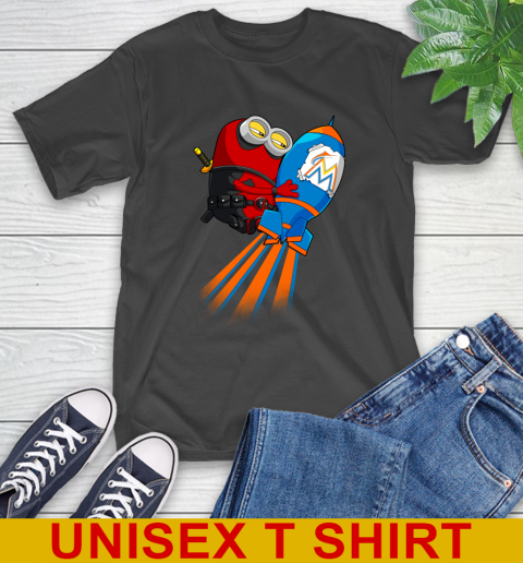 MLB Baseball Miami Marlins Deadpool Minion Marvel Shirt T-Shirt